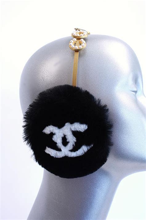 fake chanel ear muffs|Chanel hair clip vintage.